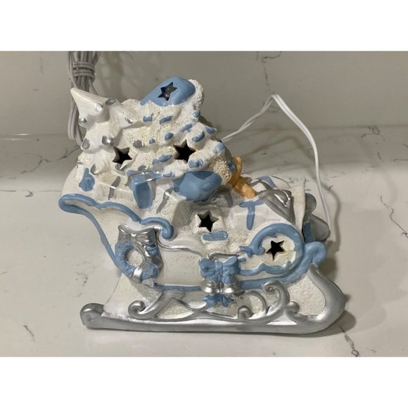 Blue and White Christmas Santa Claus in Sleigh with Light - Picture 6 of 8